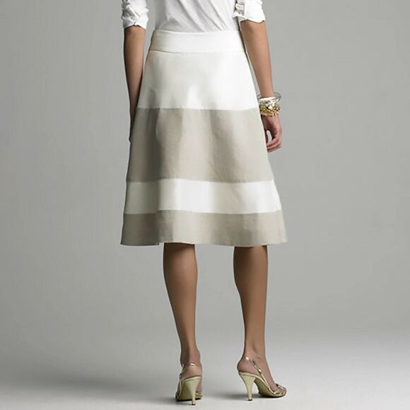 J Crew Collection Silk Linen A-Line Ivory Beige Skirt 4 - Picture 4 of 14